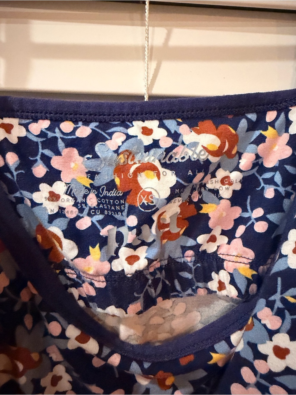 Pact Navy Floral Shelf Bra Spaghetti-Strap Camisole with Pink & Brown Flowers - Picture 2 of 3